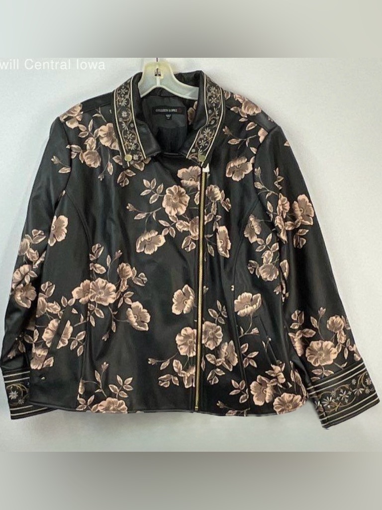 Nwot Colleen Lopez Embroidered Faux Leather Jacket. Size 2x